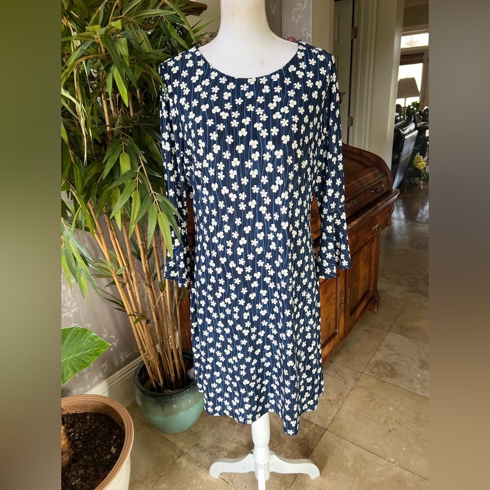 Tommy Hilfiger Daisy Chain Jersey Shift Dress with Bell Sleeves size 12 exc cond - Picture 12 of 14